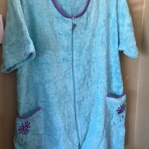 Stan Herman short terry robe 1X blue